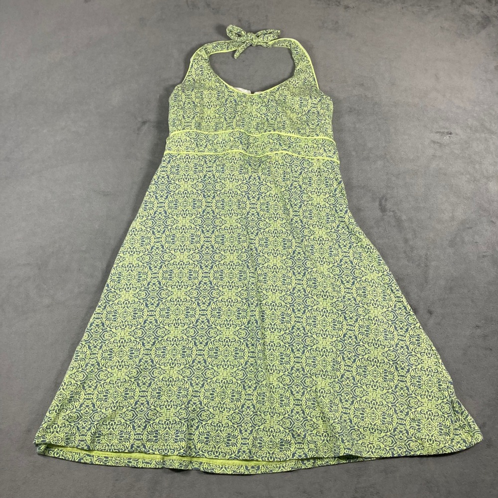 Title Nine Womens Halter Dress Green Grey Scroll Print Active Travel Size Medium